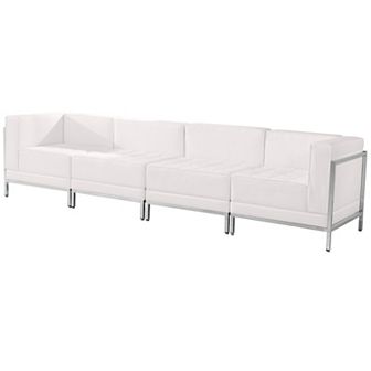 Emma and Oliver White LeatherSoft 4 pc Lounge Set