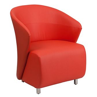 Emma and Oliver Red LeatherSoft Curved Barrel Lounge Chair