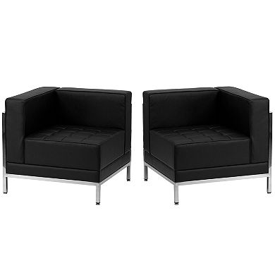 Emma and Oliver White LeatherSoft 2 Piece Corner Chair Set