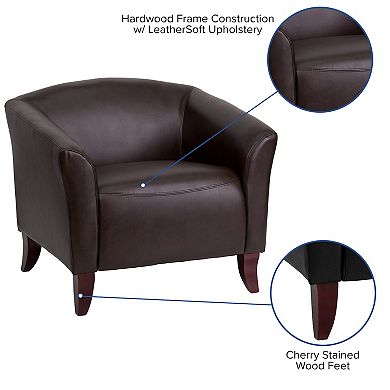 Emma and Oliver Brown LeatherSoft Chair with Extended Panel Arms