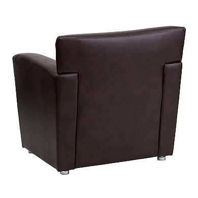 Emma and Oliver Brown LeatherSoft Chair with Extended Panel Arms