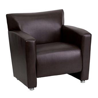 Emma and Oliver Brown LeatherSoft Chair with Extended Panel Arms