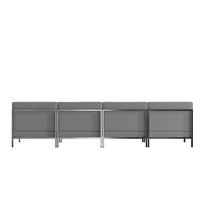 Emma and Oliver 4 Piece Gray LeatherSoft Modular Reception Lounge Set - Reception Bench