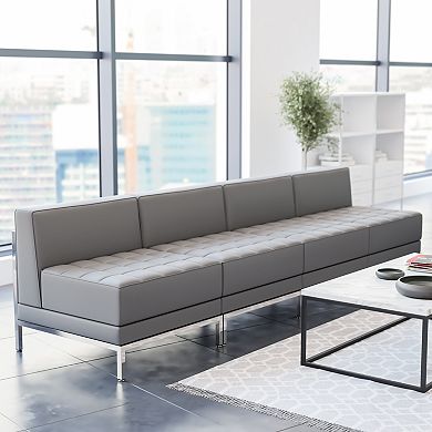 Emma and Oliver 4 Piece Gray LeatherSoft Modular Reception Lounge Set - Reception Bench