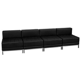 Emma and Oliver 4 pc Gray LeatherSoft Modular Reception Lounge Set - Reception Bench
