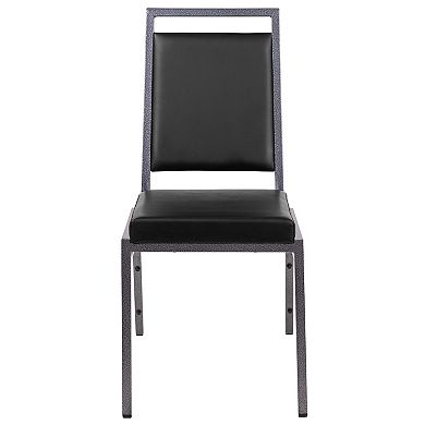 Emma and Oliver Square Back Banquet Stack Chair in Dark Gray Fabric - Wedding Party Event Chair