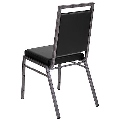 Emma and Oliver Square Back Banquet Stack Chair in Dark Gray Fabric - Wedding Party Event Chair