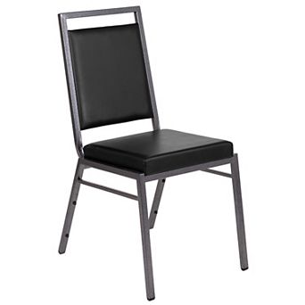 Emma and Oliver Square Back Banquet Stack Chair in Black Vinyl - Wedding Party Event Chair