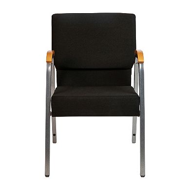 Emma and Oliver 21" Stackable Church Chair with Arms in Burgundy Fabric - Silver Vein Frame