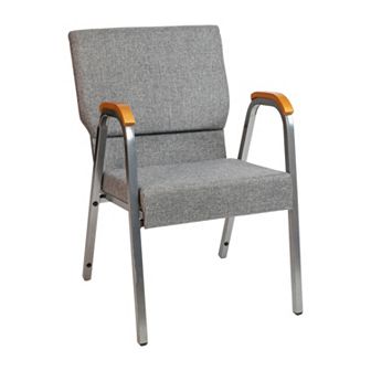 Emma and Oliver 21" Stackable Church Chair with Arms in Burgundy Fabric - Silver Vein Frame