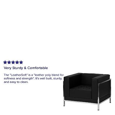 Emma and Oliver Contemporary Black LeatherSoft Modular Chair with Quilted Tufted Seat