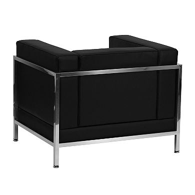 Emma and Oliver Contemporary Black LeatherSoft Modular Chair with Quilted Tufted Seat