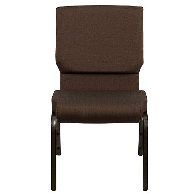 Emma and Oliver Stacking Auditorium Chair with 19" Seat - Brown Fabric/Gold Vein Frame