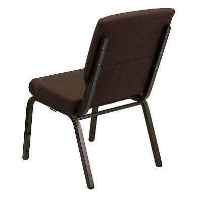 Emma and Oliver Stacking Auditorium Chair with 19" Seat - Brown Fabric/Gold Vein Frame