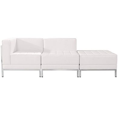 Emma and Oliver Black LeatherSoft 3 Piece Chair & Ottoman Set