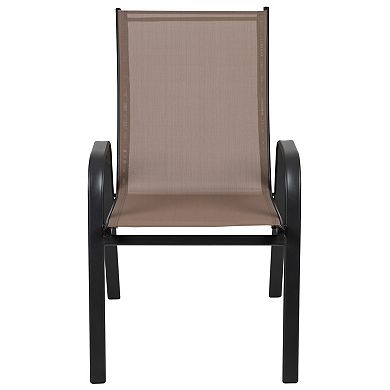 Emma and Oliver 5 Pack Navy Outdoor Stack Chair with Flex Comfort Material - Patio Stack Chair
