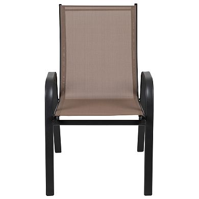 Emma and Oliver 5 Pack. Outdoor Stack Chair with Flex Comfort Material and Metal Frame