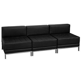Emma and Oliver 3 pc Gray LeatherSoft Modular Reception Lounge Set - Reception Bench