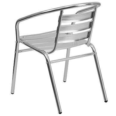 Emma and Oliver Aluminum Indoor-Outdoor Stack Chair with Triple Slat Back and Arms