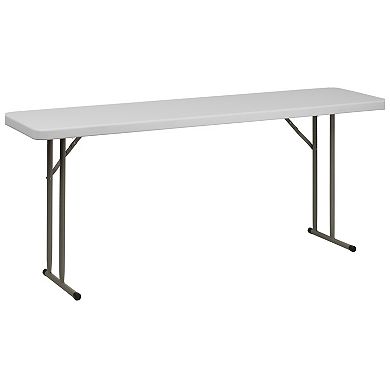 Emma and Oliver 6-Foot Plastic Folding Training Table Set with 2 Crown Back Stack Chairs