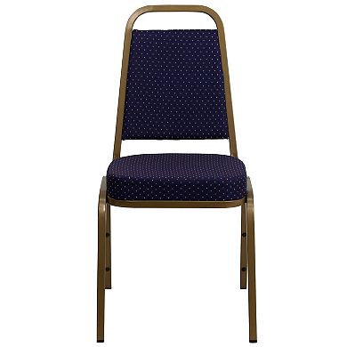 Emma and Oliver 4 Pack Trapezoid Banquet Stack Chair, 2.5" Seat - Gray Fabric/Silver Vein Frame