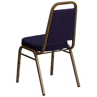 Emma and Oliver 4 Pack Trapezoid Banquet Stack Chair, 2.5" Seat - Gray Fabric/Silver Vein Frame