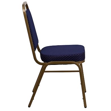Emma and Oliver 4 Pack Trapezoid Banquet Stack Chair, 2.5" Seat - Gray Fabric/Silver Vein Frame