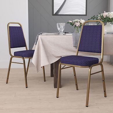 Emma and Oliver 4 Pack Trapezoid Banquet Stack Chair, 2.5" Seat - Gray Fabric/Silver Vein Frame