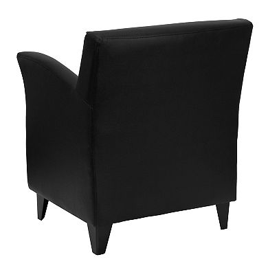 Emma and Oliver Black LeatherSoft Lounge Chair with Flared Arms
