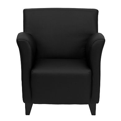 Emma and Oliver Black LeatherSoft Lounge Chair with Flared Arms