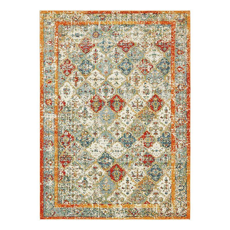 Unique Loom Gabrieli Rosso Rug, Beig/Green, 8Ft Rnd