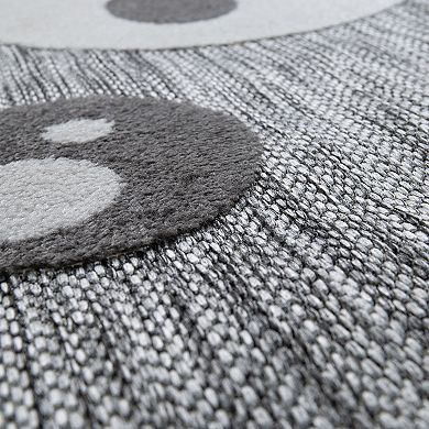 Kids Rug Llama Motif with Contour Cut in Mottled Grey
