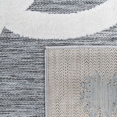 Kids Rug Llama Motif with Contour Cut in Mottled Grey