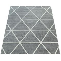 Paco Home Red Black White Area Rug with Contour Cut and Modern Wave Pattern, Size: 6'7 x 9'6