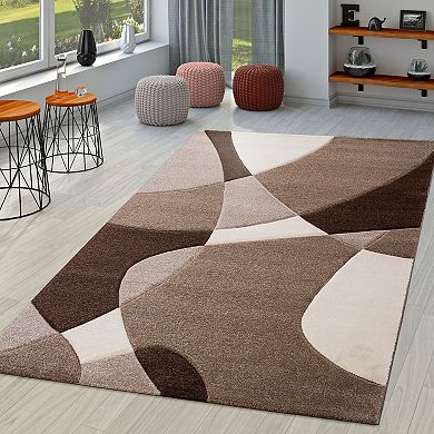 Modern Area Rug Abstract Geometric Pattern with Contour Cut