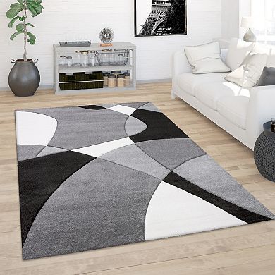 Modern Area Rug Abstract Geometric Pattern with Contour Cut