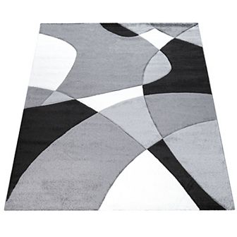 Modern Area Rug Abstract Geometric Pattern with Contour Cut