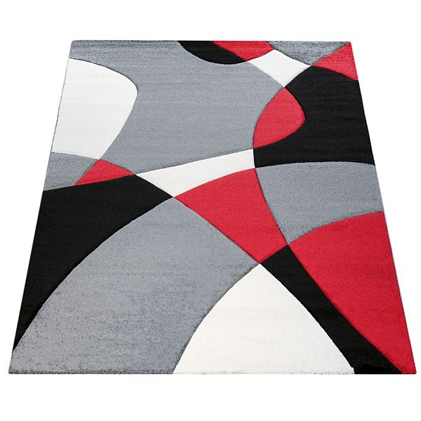 Modern Area Rug Abstract Geometric Pattern with Contour Cut