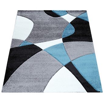 Modern Area Rug Abstract Geometric Pattern with Contour Cut
