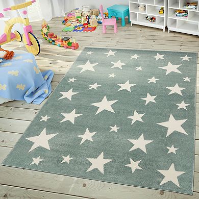 Kids Rug with Stars for Nursery Starry Sky in Pastel Colors