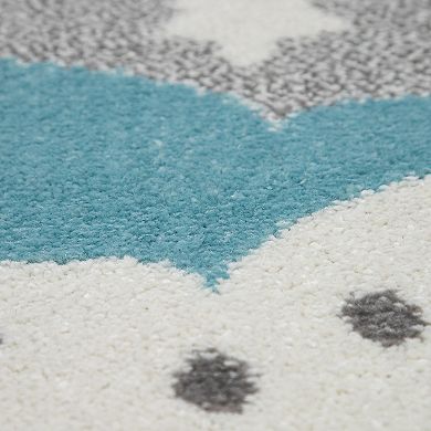 Kid´s Rug for Nursery with Cute Elephant and Cloud Motif in Grey