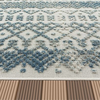 In- & Outdoor Rug Marrakesh Trellis Pattern with High/Low Effect