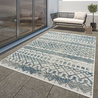 In- & Outdoor Rug Marrakesh Trellis Pattern with High/Low Effect