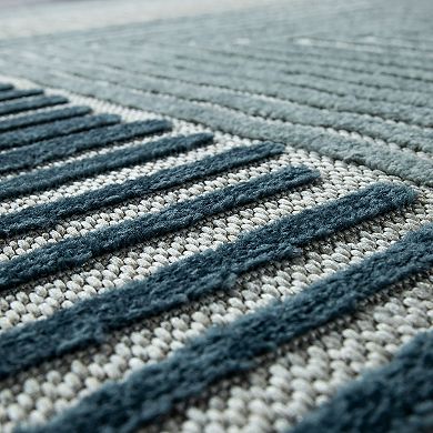 In- & Outdoor Rug Geometric Pattern in 3D for Patio