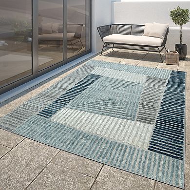 In- & Outdoor Rug Geometric Pattern in 3D for Patio