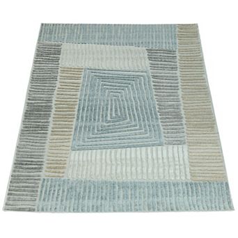 In- & Outdoor Rug Geometric Pattern in 3D for Patio