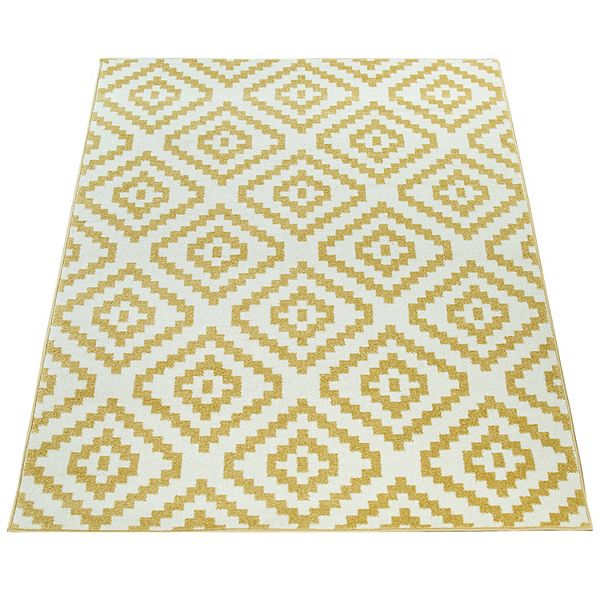 Modern LowPile Rug Geometric Moroccan Design in Pastel Colors