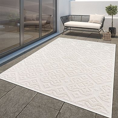 Stylish Outdoor Rug Marrakesh Diamond Pattern with High-Low Effect