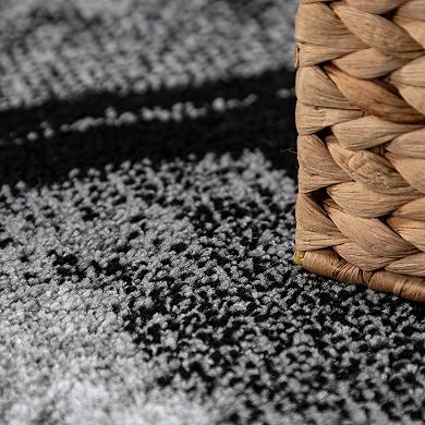 Grey White Area Rug Modern Design with Abstract Paint Effect