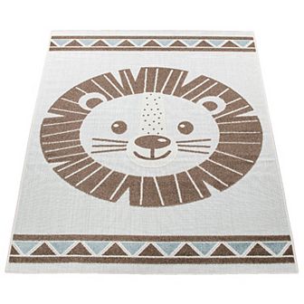 Kids Rug Happy Lion Motif Play-Mat with Contour Cut